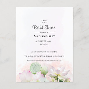 Postal De Invitación Suaves lanzas de agua y duchas de novias Lotuses