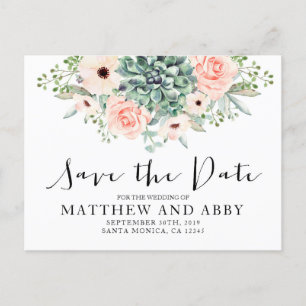 Postal De Invitación Suculentas guardan la fecha