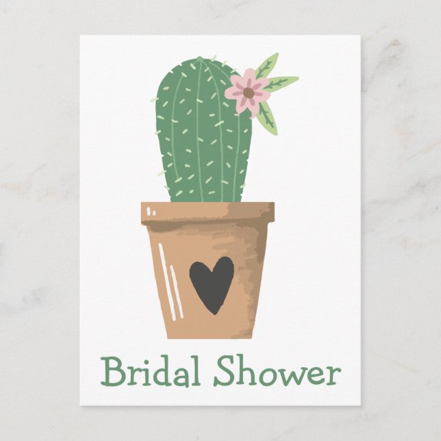Postal De Invitación Suculento Cactus Verde Bridal Shower del Suroeste (Anverso)