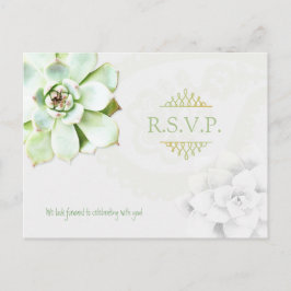 Postal De Invitación Suculento Cactus Wedding RSVP