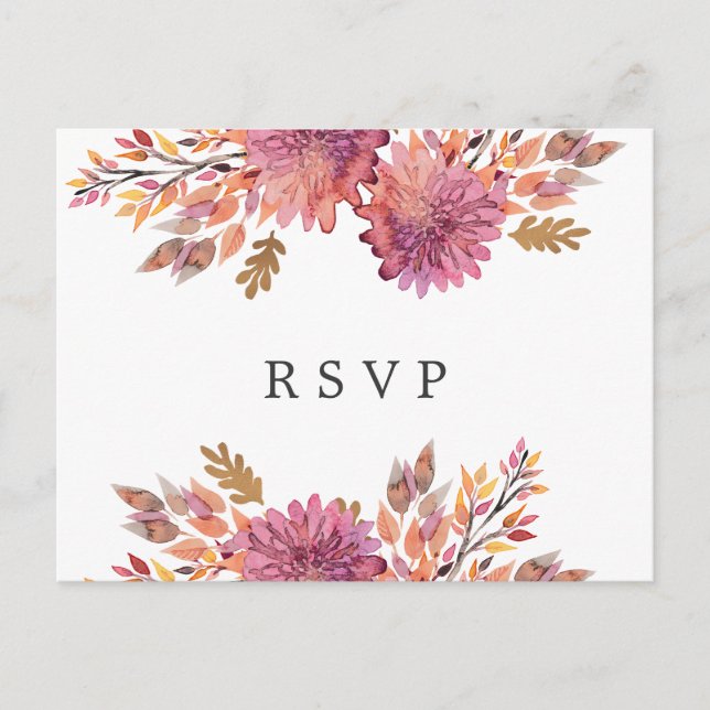 Postal De Invitación Sueño de otoño | ELECCIÓN DE COMIDA RSVP de boda (Anverso)