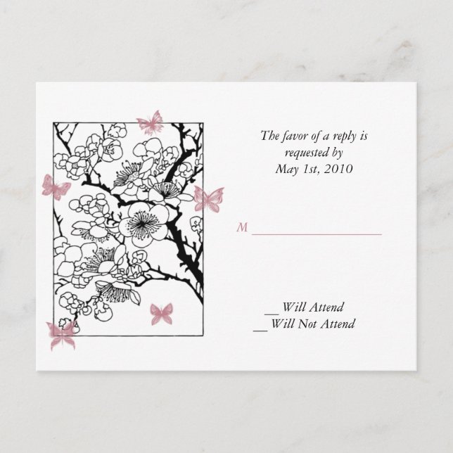 Postal De Invitación Sueños de mariposa: Rosa polvoriento de arte inspi (Anverso)