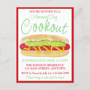 Postal De Invitación Summer Cookout Picnic Maine Red Snapper Hotdog ME