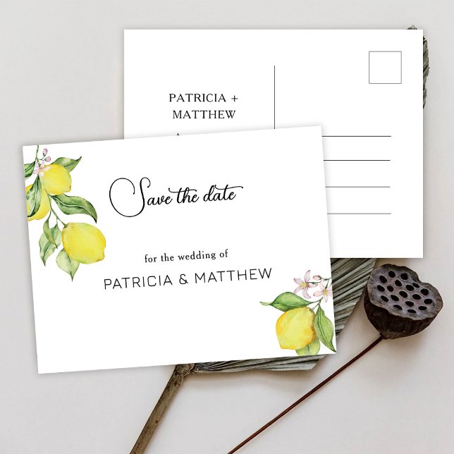 Postal De Invitación Summer lemon Wedding Save The Date (Subido por el creador)