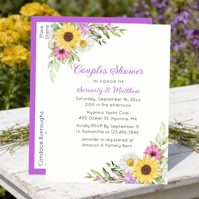Postal De Invitación Sunflower Daisy Floral Wildflower Couples Shower (Subido por el creador)