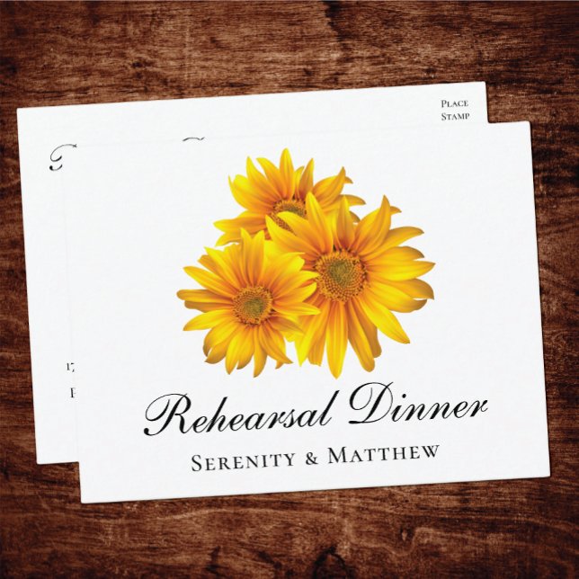 Postal De Invitación Sunflowers Country Floral Boda Ensayo Cena (Subido por el creador)