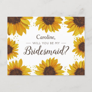 Postal De Invitación Sunflowers & Gold Dots Serás Mi Novia