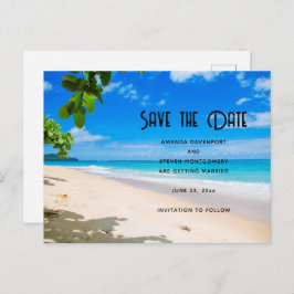 Postal De Invitación Sunny Tropical Beach Photo Save the Date