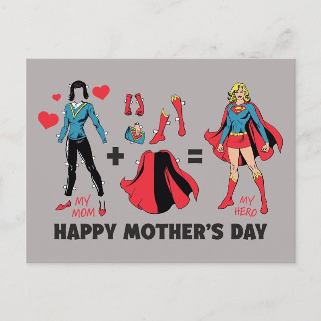Postal De Invitación Supergirl | Mi mamá = Mi héroe (Anverso)