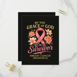 Postal De Invitación Superviviente de cáncer de mama por la gracia de D
