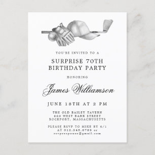 Postal De Invitación SURPRISE Party 70th Birthday Golf Theme