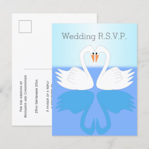 Postal De Invitación Swans Design Wedding RSVP