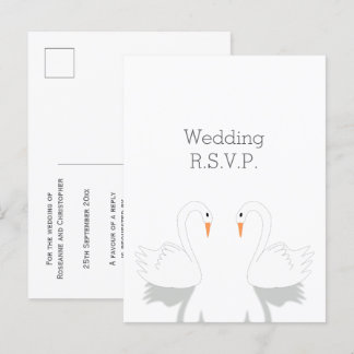 Postal De Invitación Swans Design Wedding RSVP