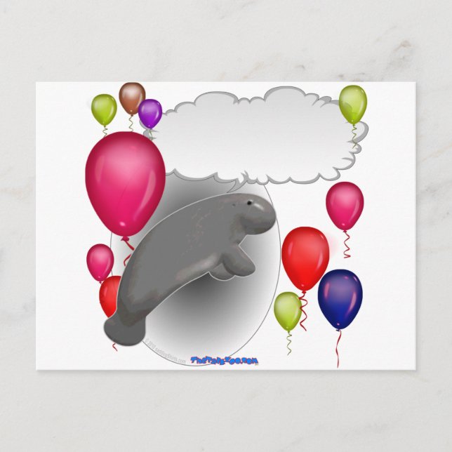 Postal De Invitación Talking Manatee Fiesta (Anverso)
