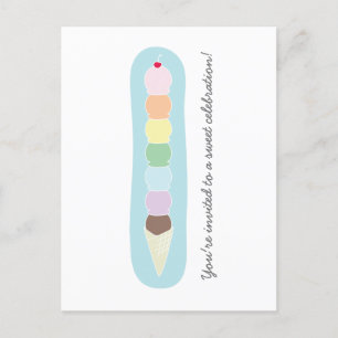 Postal De Invitación Tall Ice Cream Cone Cumpleaños