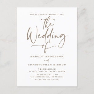 Postal De Invitación Taupe Hand Lettered Calligraphy Boho Boda