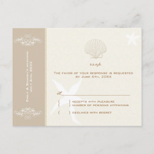 Postal De Invitación Taupe Ivory Destination Beach Wedding RSVP