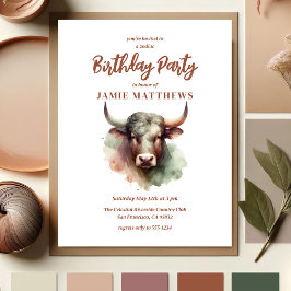 Postal De Invitación Taurus Bull Zodiac Fiesta de cumpleaños temática