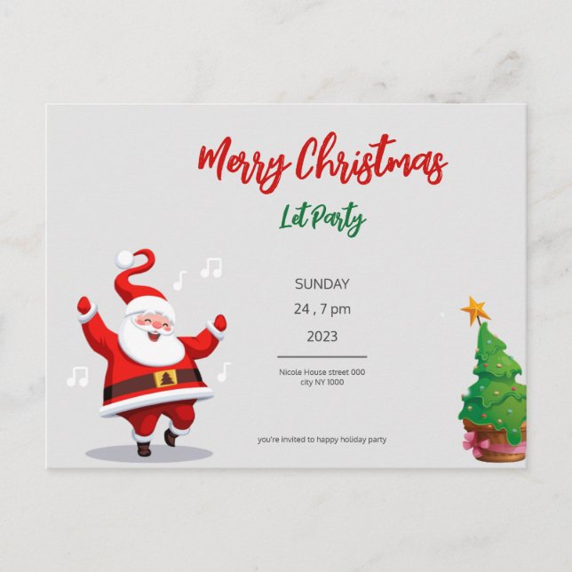 Postal De Invitación te deseo una feliz navidad, fiesta de vacaciones (Anverso)
