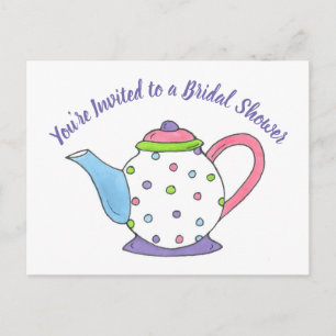 Postal De Invitación Te invitan a ducharse nupcial en Teapot Tea Fiesta