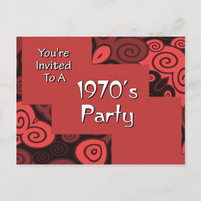 Postal De Invitación Te invitan a un Fiesta de los años 70 (Anverso)