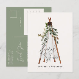 Postal De Invitación Teepee moderno follaje bohemio patio trasero elega