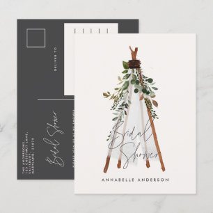 Postal De Invitación Teepee moderno follaje bohemio patio trasero elega