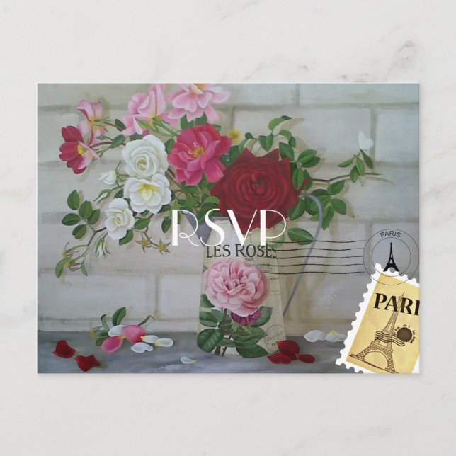 Postal De Invitación Tema de París Añadir matrimonio de fotos RSVP pers (Anverso)