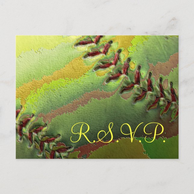 Postal De Invitación Tema del Boda deportivo de Softball RSVP (Anverso)