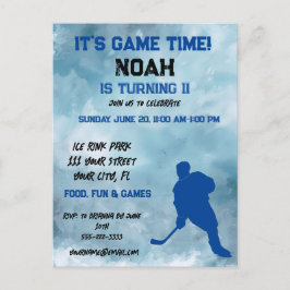 Postal De Invitación Tema deportivo del jugador de hockey sobre hielo
