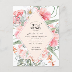 Postal De Invitación temática jardín primaveral floral geométrica moder