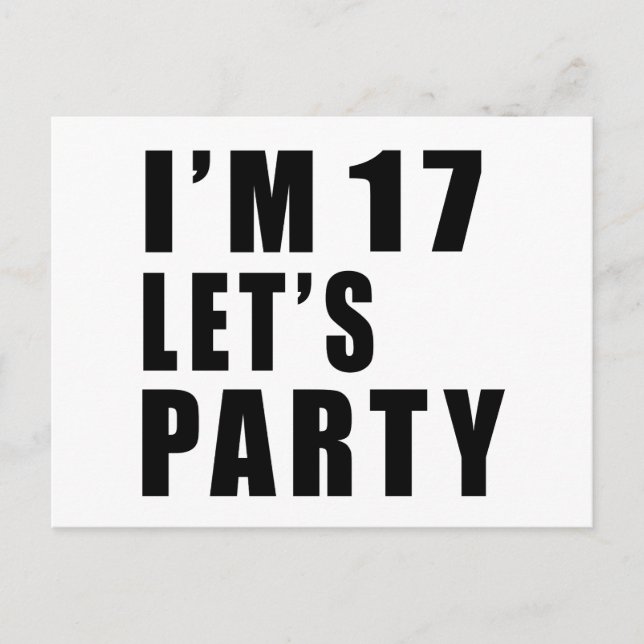 Postal De Invitación Tengo 17. Vamos Fiesta. (Anverso)