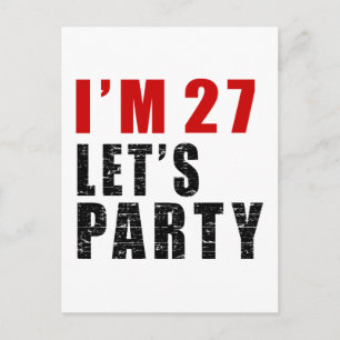 Postal De Invitación Tengo 27. Vamos Fiesta.