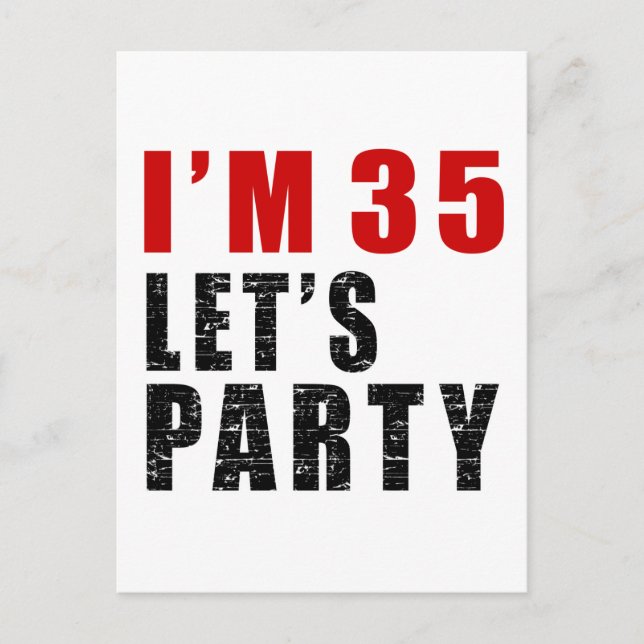 Postal De Invitación Tengo 35. Vamos Fiesta. (Anverso)