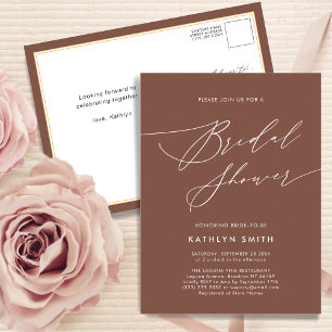 Postal De Invitación Terracota Elegante Script Moderno Ducha Nodal