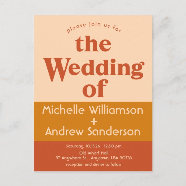 Postal De Invitación Terracota Naranja Moderno Retro  (Anverso)