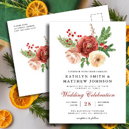 Postal De Invitación Terracotta Boda de Foliage de Pino Floral