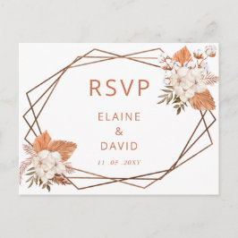 Postal De Invitación Terracotta Boho Pampas Boda Geométrica RSVP