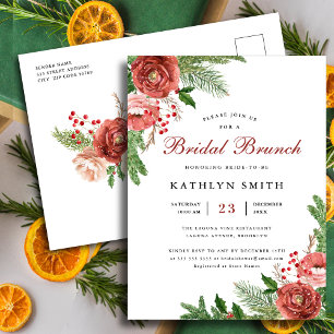 Postal De Invitación Terracotta Floral Bough Foliage Bridal Brunch