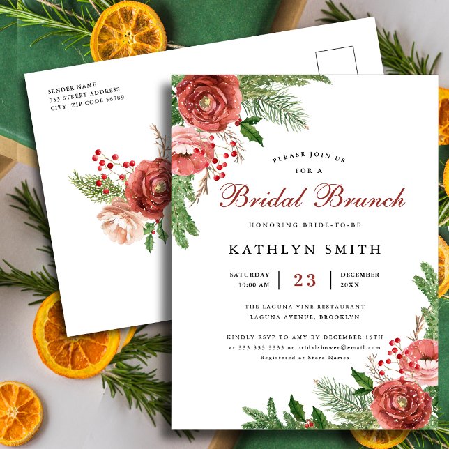 Postal De Invitación Terracotta Floral Bough Foliage Bridal Brunch (Subido por el creador)