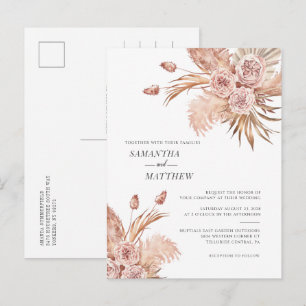 Postal De Invitación Terracotta Pampas Boda Botánico de Grass