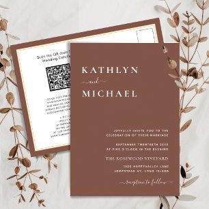 Postal De Invitación Terracotta QR Code Todo En Un Boda De Moda Moderno