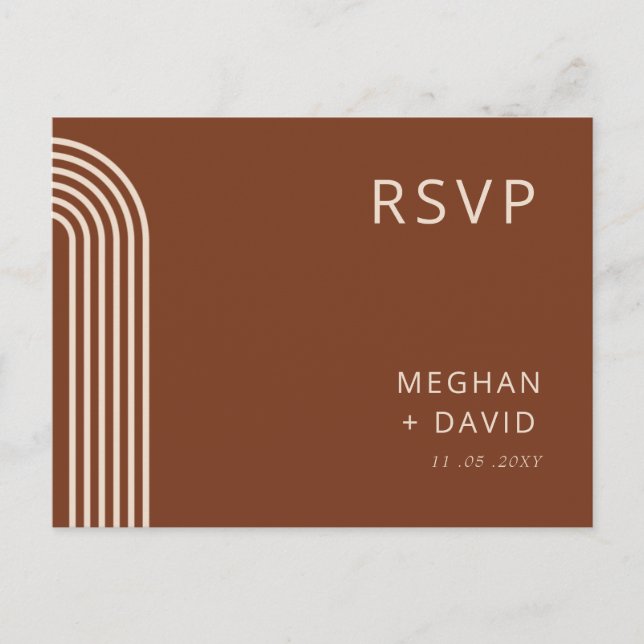 Postal De Invitación Terracotta Rustic Boho Arqueado Boda moderno (Anverso)