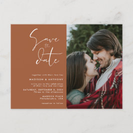 Postal De Invitación Terracotta Save the Date Minimalista Boda Foto