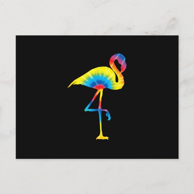 Postal De Invitación Tie Dye Flamingo Rainbow Print Bird Animal Hippie (Anverso)
