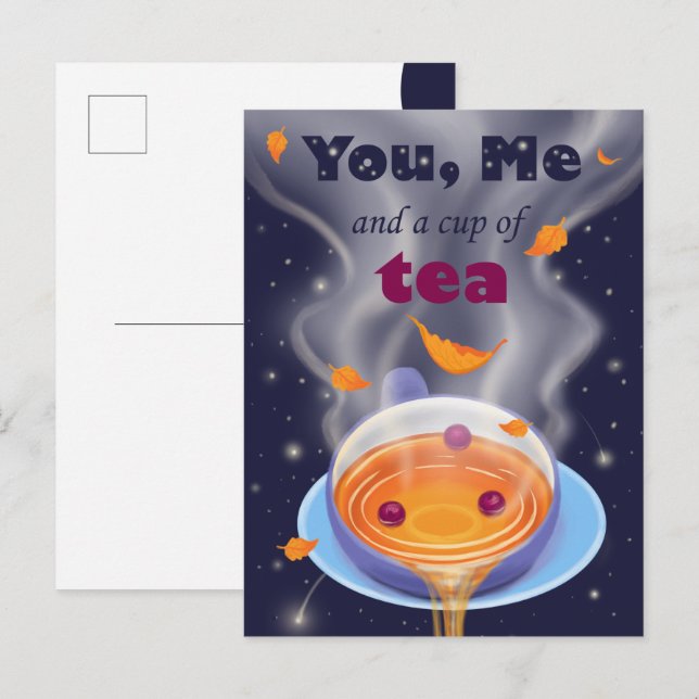 Postal De Invitación Tiempo de té de la Copa de Té Fiesta (Anverso / Reverso)