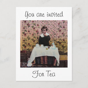 Postal De Invitación Tiempo de té para un niño victoriano vintage