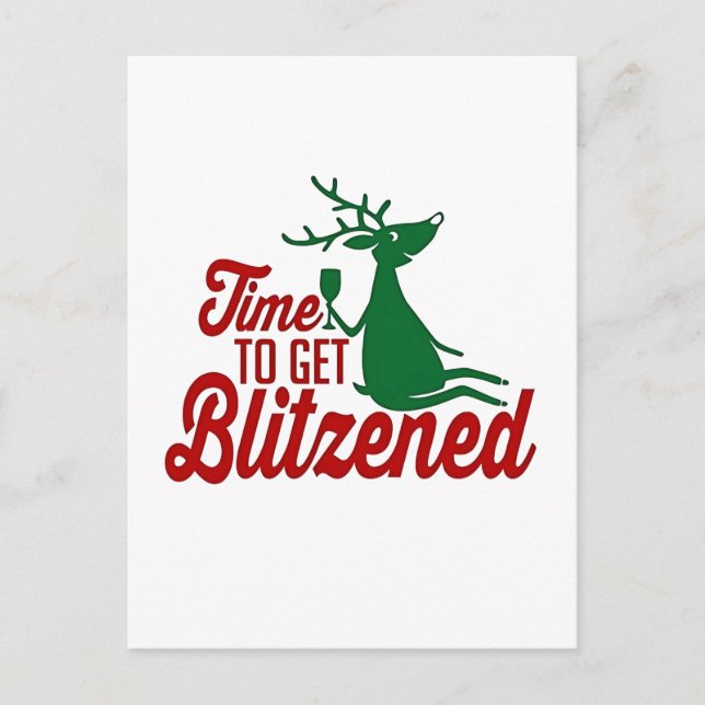 Postal De Invitación Tiempo para ser Blitzeneado Reno de Navidad  (Anverso)