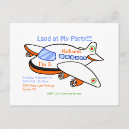 Postal De Invitación Tierra en mi avión Fiesta niños con problemas