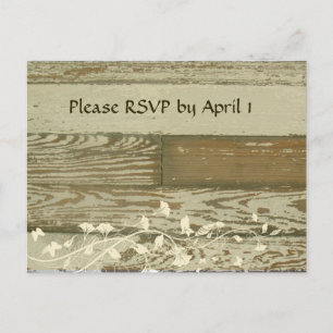 Postal De Invitación Tinta dorada RSVP de la vieja madera